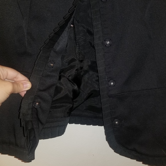 Jones New York Signature Button Down Stretch Jacket Size 10P Black 3/4 sleeve - Picture 4 of 7